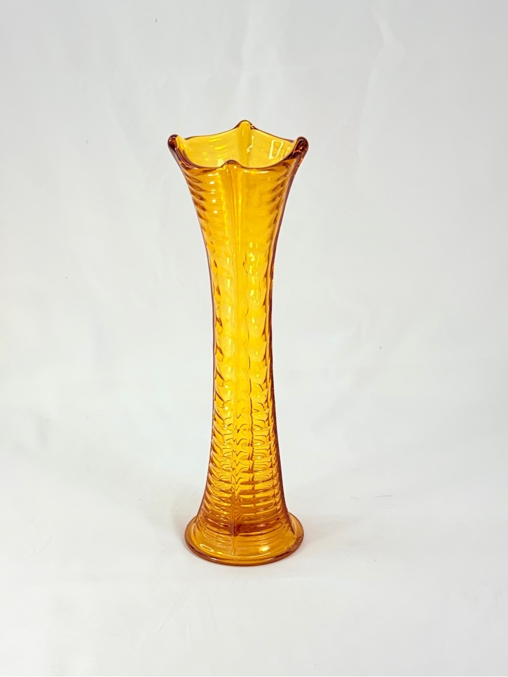 Amber Tall Ripple Glass Vase - Decorative Accent